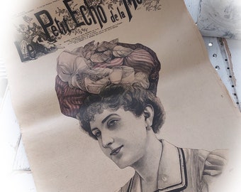 Periódico en mal estado Le Petit Echo de la Mode original de 1901