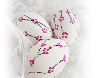 Frühlingsblüten Shabby vintage 3er Ostereier Ostern