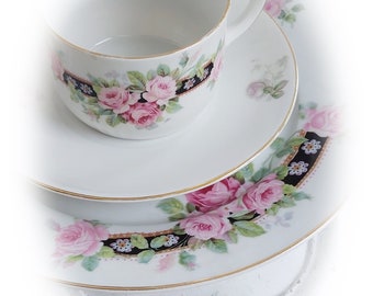 Old series roses porcelain coffee set around 1900-1910