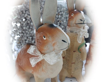 Antik brocante Osterhase No1 Pappe Candycontainer bunny easter