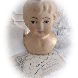 Tête de poupée ancienne en papier mâché vers 1930 image 4