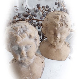 Antique doll torso/doll head made of papier-mâché, circa 1940