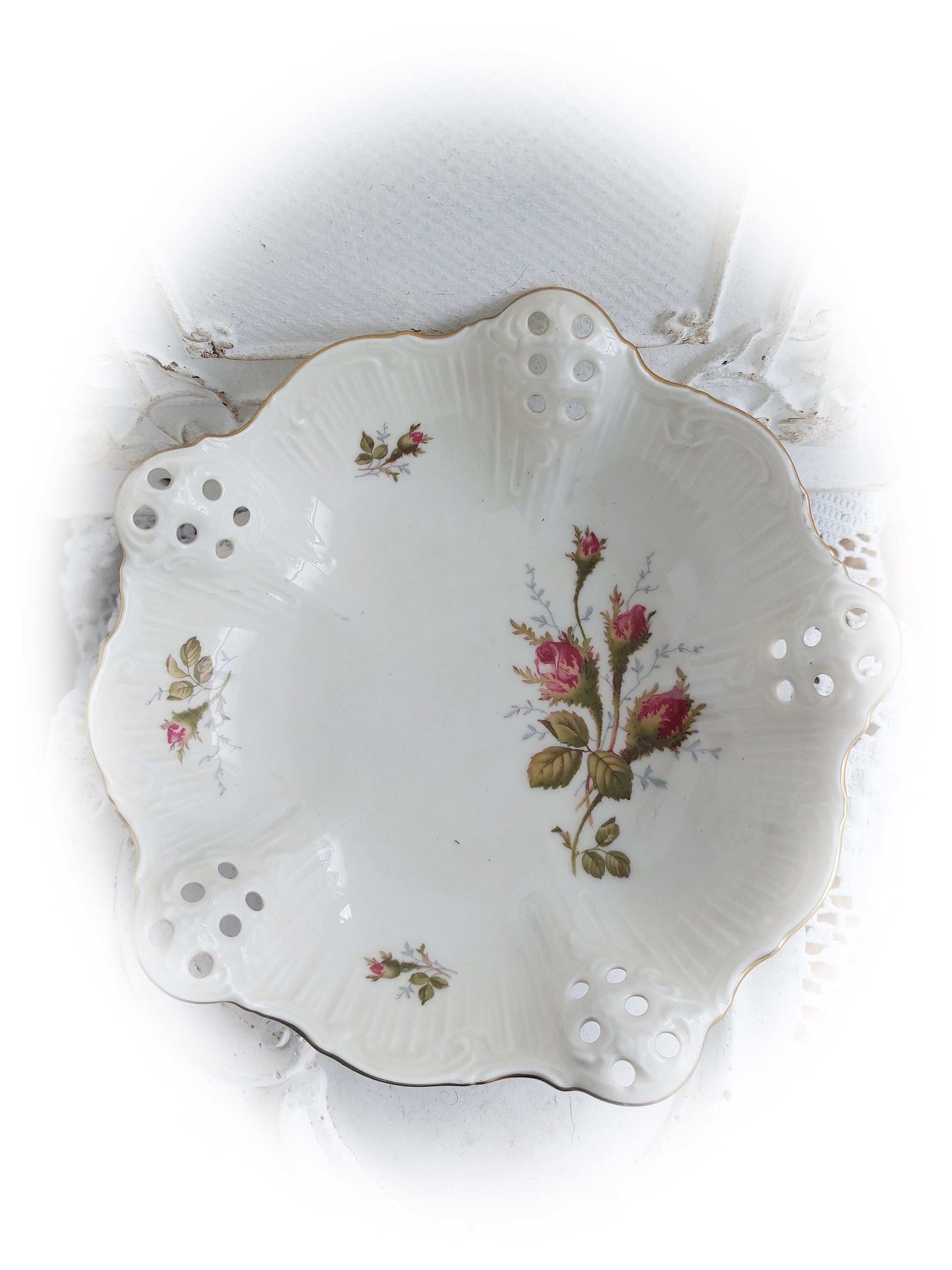 新品 ドイツ製 HUTSCHENREUTHER ローズガーランド スープ皿 6枚