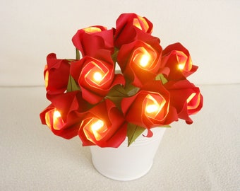 LED Schreib Tisch Leuchte Schlaf Gäste Zimmer Rosen Dekoration Blumentopf Lampe 