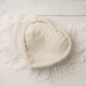 Newborn Digital Backdrop, Composite, Newborn Digital Background, Digital Prop, White Wood Floor, Heart bowl, Neutral, Download