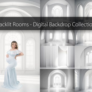Backlit Rooms, Arch Backlit Room Digital Backdrops, Maternity Digital Background, White Backlit Backdrops, Photoshop Composites