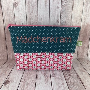 Kosmetiktasche personalisiert, Mädchenkram Tasche, Kulturtasche, Kulturbeutel mit Namen, Schlampermäppchen, Schminktäschchen