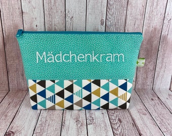 Kosmetiktasche türkis personalisiert Kulturtasche Kulturbeutel Tasche Mädchenkram Geschenk Mädchen Schlampermäppchen Tüddelkram