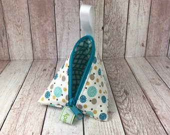 Turquoise pacifier bag, pyramid bag,