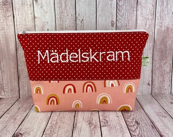 Mädelskram Tasche Täschchen Mädchen Kosmetiktasche personalisiert Geschenk mit Namen Kulturbeutel Kinder Schlampermäppchen