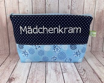 Kosmetiktasche mit Namen Tasche Mädchenkram marine Kulturtasche Kosmetikbeutel Mädchen Freundin