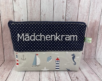 Kosmetiktasche maritim personalisiert Mädchenkram Tasche Kulturbeutel Waschbeutel Geschenk Mädchen