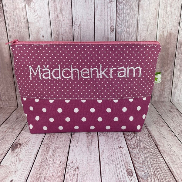 Kosmetiktasche Mädchenkram Tasche Kulturbeutel klein Kulturtasche rosa personalisiert