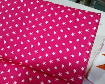 Carrie cotton fabric pink with stars