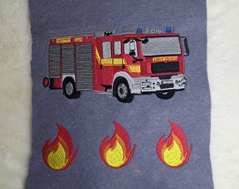 Feuerwehrauto als Aufnäher gestickt