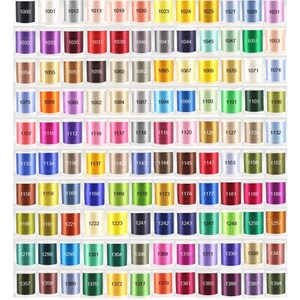 May include: A chart of 144 spools of embroidery floss, organized in rows and columns. The spools are numbered from 1000 to 1394. The floss is in a variety of colors, including red, blue, green, yellow, orange, purple, pink, brown, black, and white.