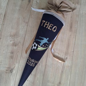 Personalized school cone, football design, fabric, 85 cm, 70 cm, 35 cm, football motif, ball, football, ST-FB02