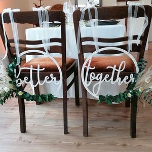 Wedding boho style chair signs with dried flowers and stabilized eucalyptus