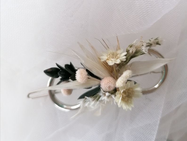 Hair clip boho style, hair accessories dried flowers, mini loop hair clip-geometric hair clips image 7