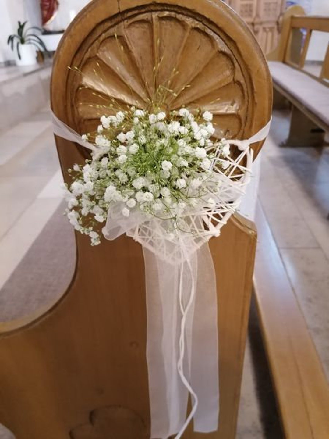Kirchbank-Deko-Rattanherzen Kirchenbank Hochzeit - Etsy.de