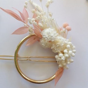 Hair clip boho style, hair accessories dried flowers, mini loop hair clip-geometric hair clips image 2
