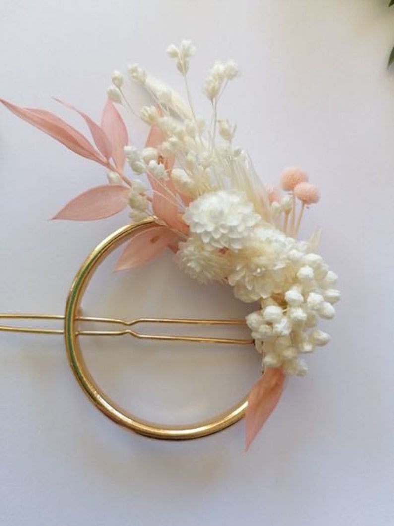 Hair clip boho style, hair accessories dried flowers, mini loop hair clip-geometric hair clips image 2