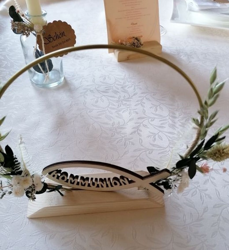 Table decoration flower ring Boho, communion decoration, wedding, table number image 3