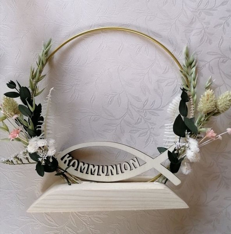 Table decoration flower ring Boho, communion decoration, wedding, table number image 1