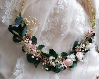 Bridal bouquet hoop-real stabilized flowers-alternative bridal bouquet-flowerhoop-bridal bouquet hoop-hoop boquet