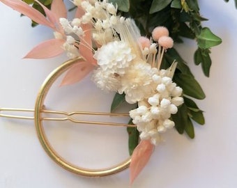 Hair clip boho style, hair accessories dried flowers, mini loop hair clip-geometric hair clips