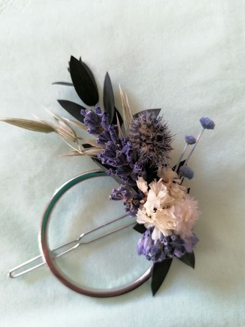 Hair clip boho style, hair accessories dried flowers, mini loop hair clip-geometric hair clips image 5