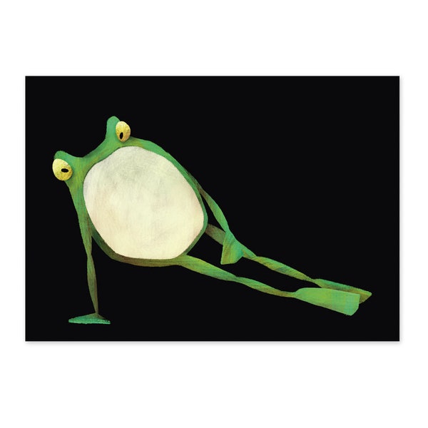 A6 Postkarte Frosch Pilates Sidebends