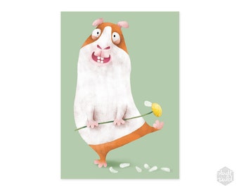 A6 Postcard Guinea Pig Spring Feelings