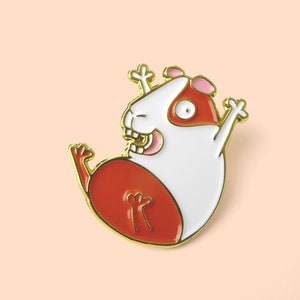 Broche en émail Cochon d'Inde encourageant