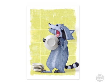 A6 postcard raccoon