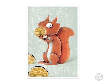 A6 Postcard Squirrel Nutcracker