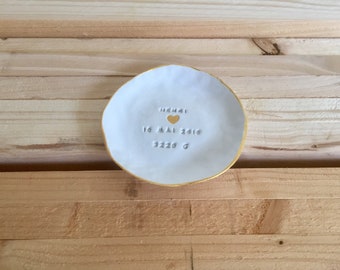 Customizable jewelry bowl for birth / baptism