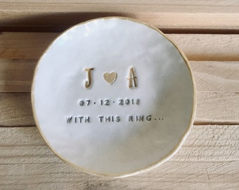 Personalizable glazed jewelry dish ring dish small