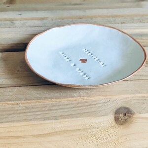 Personalizable glazed ring dish wedding large peachgold