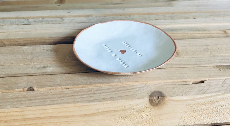 Personalizable glazed ring dish wedding large peachgold