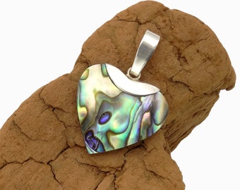 Paua pendant with real silver setting - Paua shell pendant with sterling silver setting