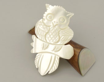 Broche de nacre Hibou - broche de nacre hibou