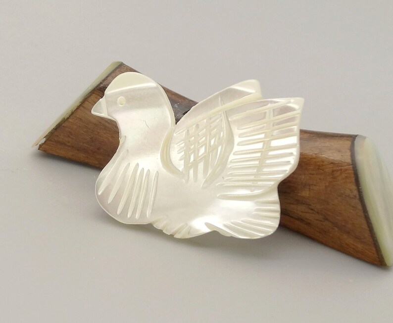 mother of pearl brooch duck image 1