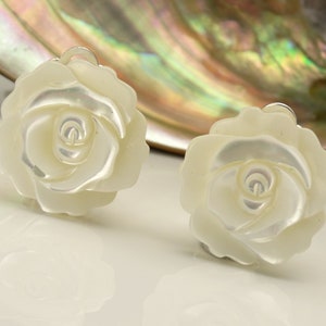 Mother-of-pearl ear clips roses mother of pearl ear clips roses image 1