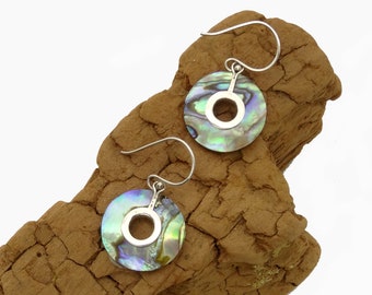 Boucles d'oreilles coquillage Paua avec monture en argent sterling