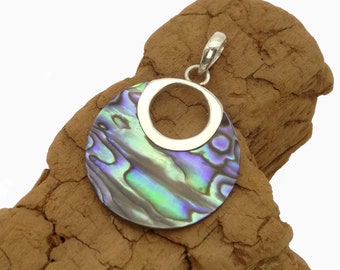 Paua Anhänger mit echt Silber Einfassung - Paua shell pendant with sterling silver setting