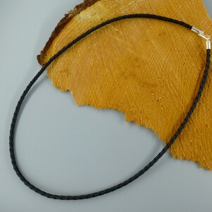 Collier chaîne en cuir tressé avec cadenas argenté 20,9 pouces
