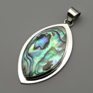 Silver pendant with Paua inlay - sterling silver pendant with paua shell setting