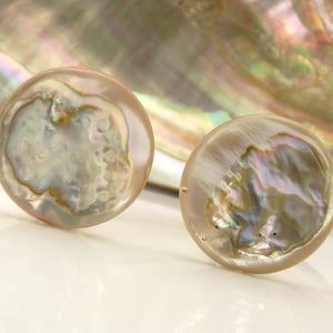 Mother-of-pearl ear clips Red Abalone - mother of pearl ear clips red abalone