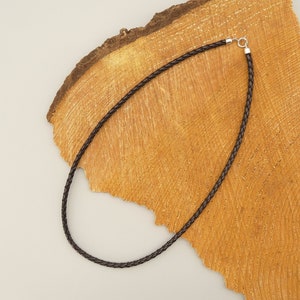 Collier en cuir tressé avec serrure argentée 42 cm - collier en cuir tressé avec serrure argentée 16,5 pouces, 7 pouces